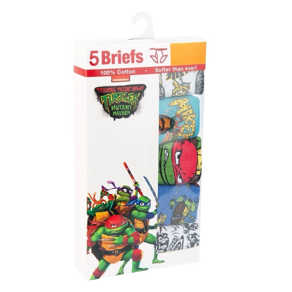 Teenage Mutant Ninja Turtles Boys Size 4 Cotton Brief 5-Pack Character Underwear